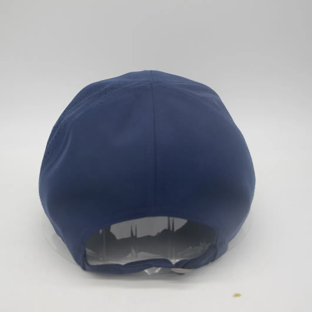 laser Cutting Performated Hole 6 Panel Breathable Polyester Baseball Cap Sport Cap Without Top Button