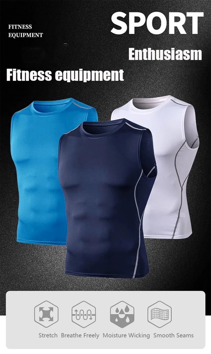 Men&prime;s Workout Sleeveless Shirts Quick Dry Muscle Tank Top Athletic Gym Swim Running Tee Athletic Compression Tank Sports Basketball Top